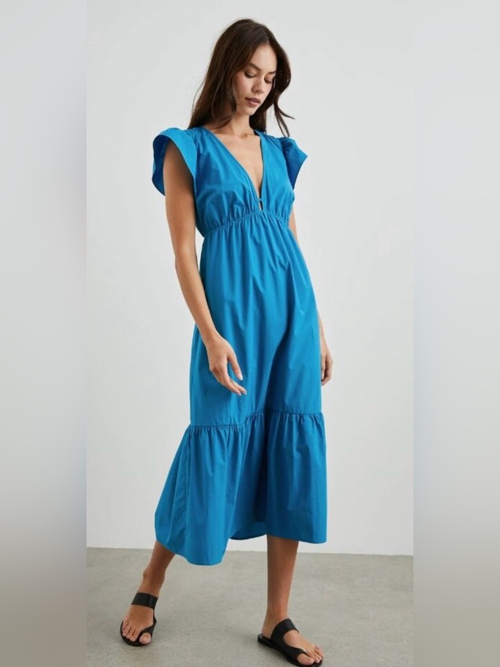 Rails Tina Flutter Sleeve Tiered Midi Dress Resort Boho Sundress XL